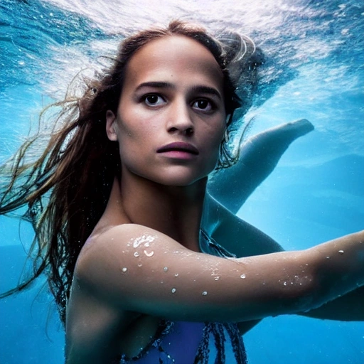 Alicia Vikander As A Sirena Swimming Under Water High De