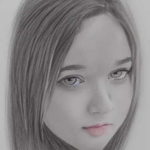 Girl 18 Year Pencil Sketch 3D Oil Painting Arthub Ai