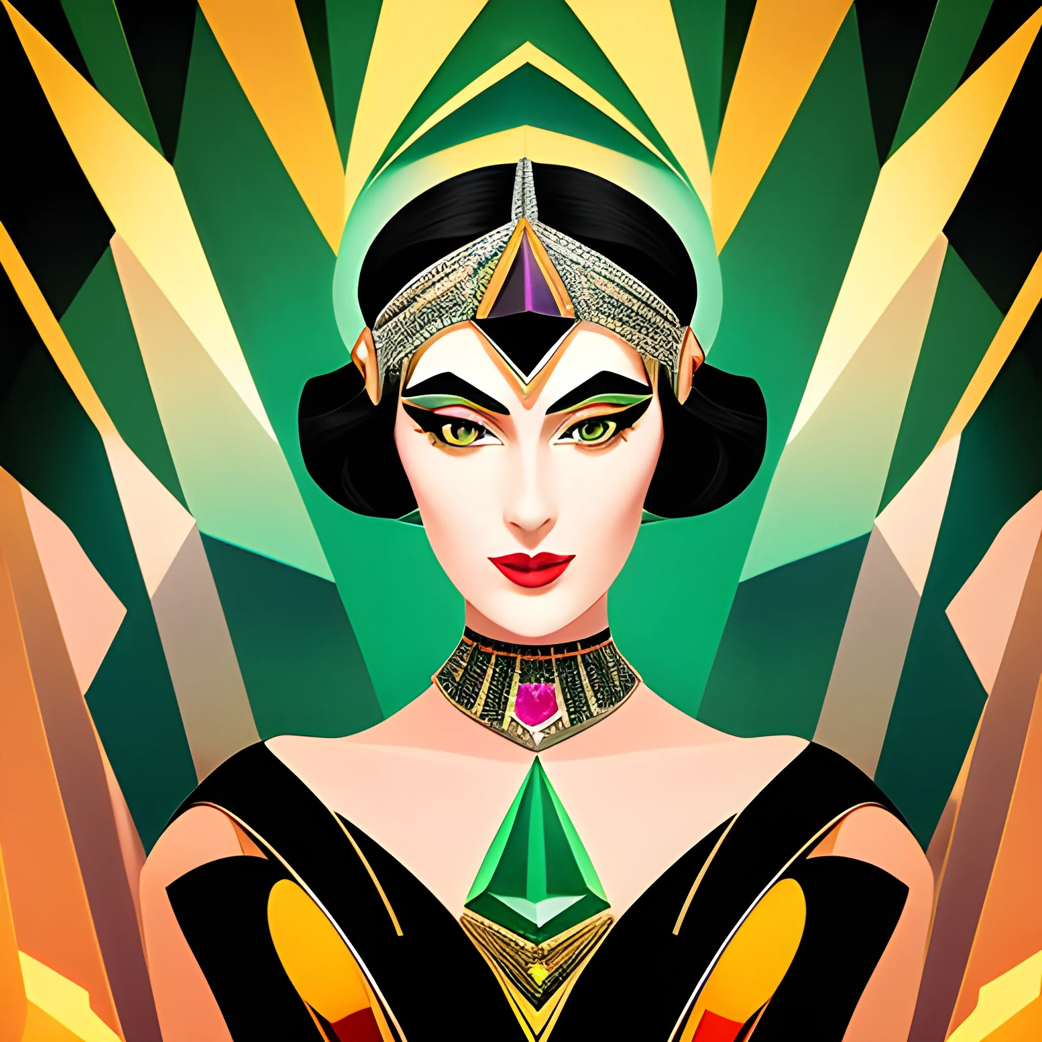 Art Deco Abstract Against A Backdrop Of Bold Geometric Shapes An