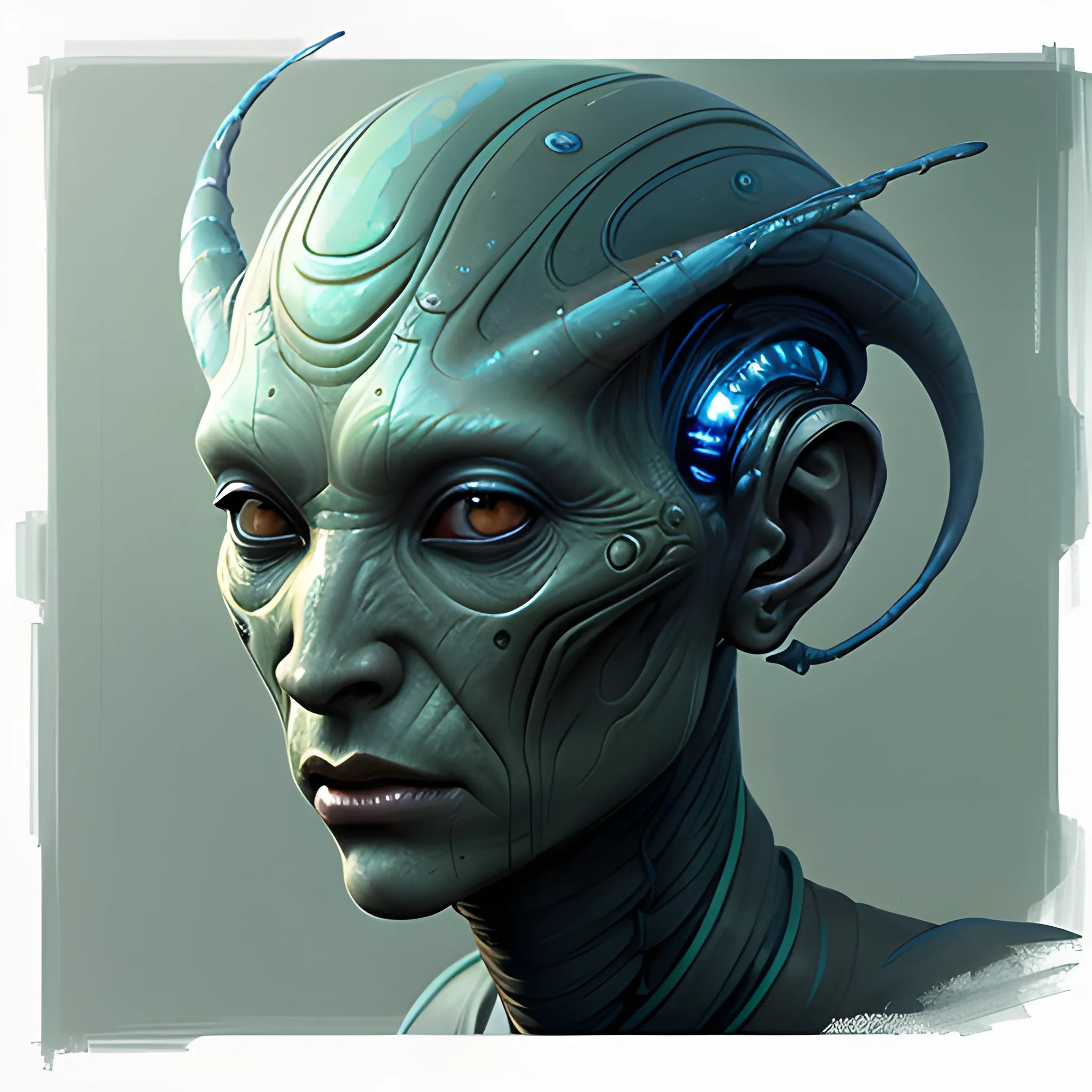 Speed Painting Of A Humanoid Alien With Exotic Aquatic Features