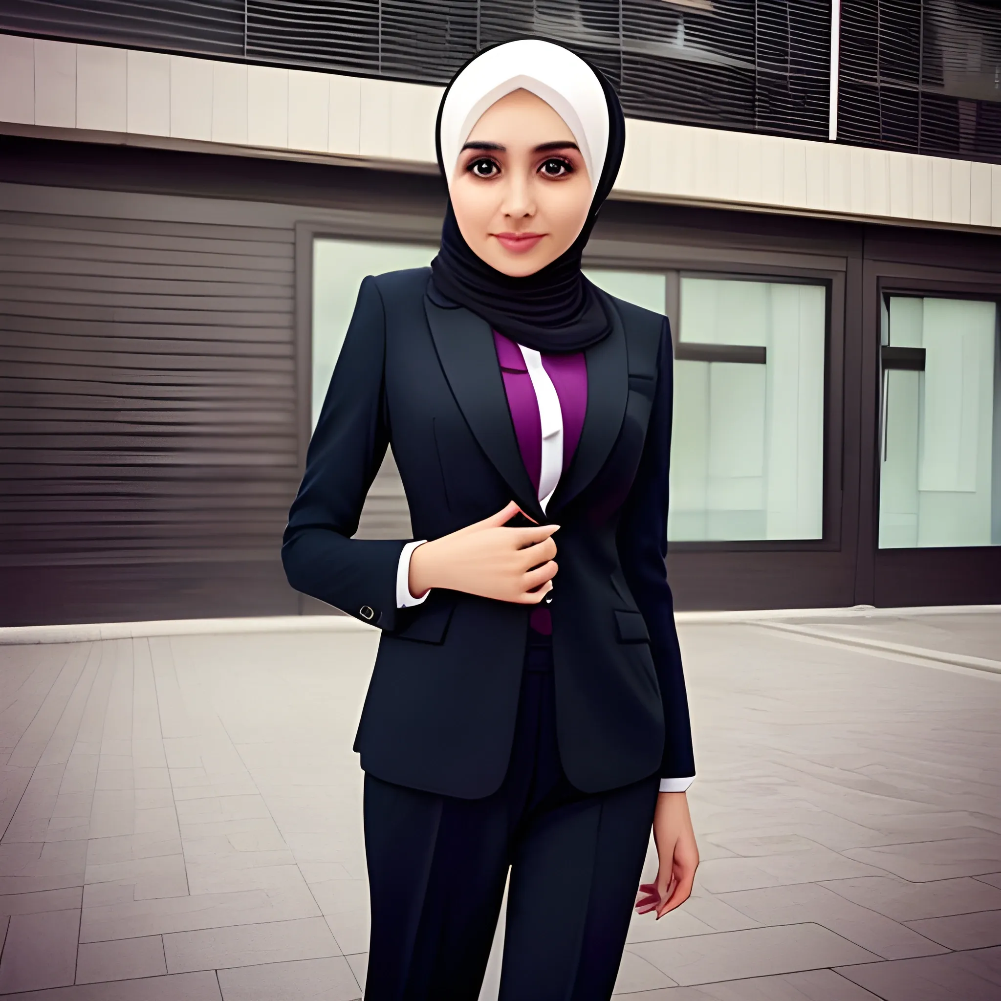 Cute Hijab Woman Wearing Sexy Suit Arthub Ai