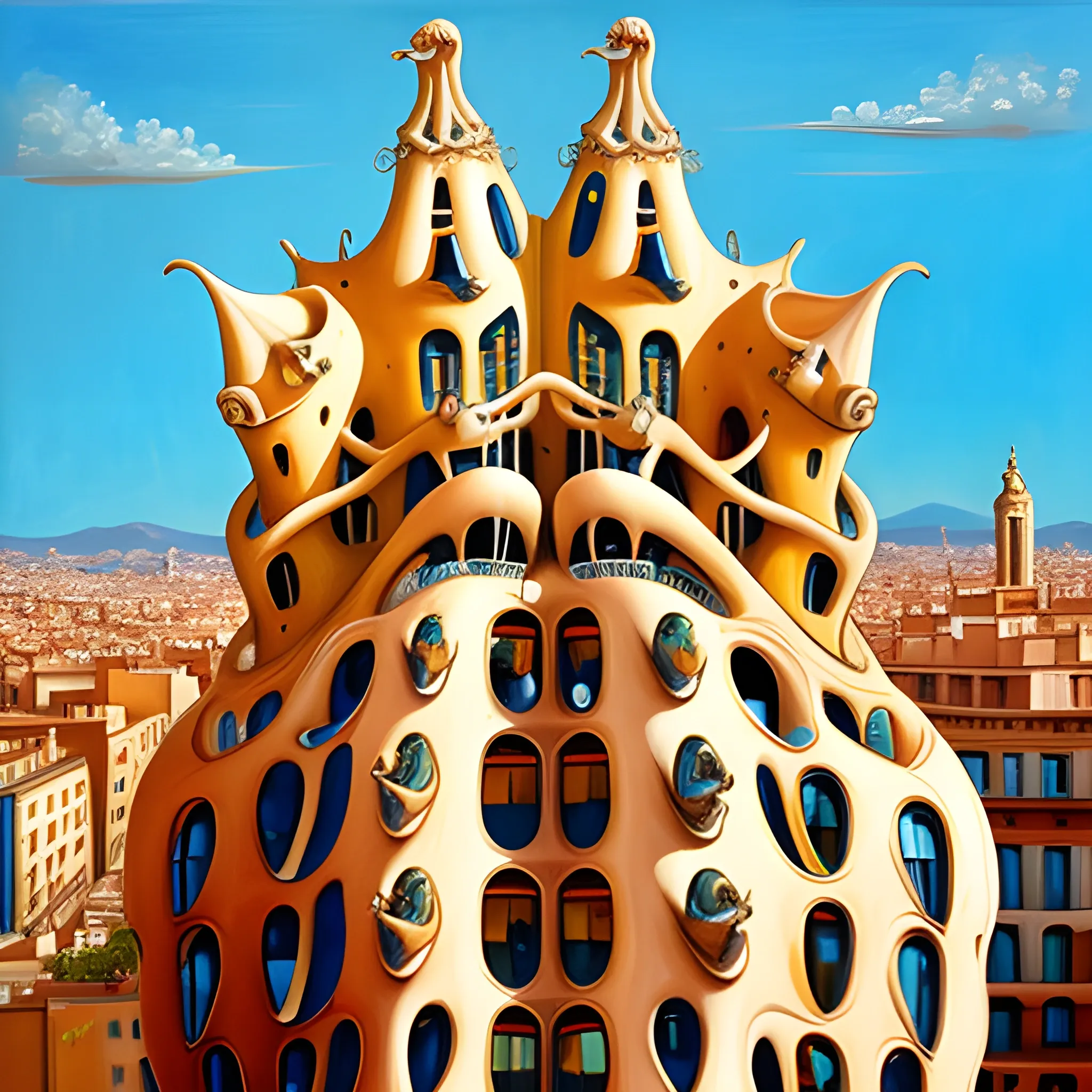 Dalí style of La Pedrera building in Barcelona plenty of ants O