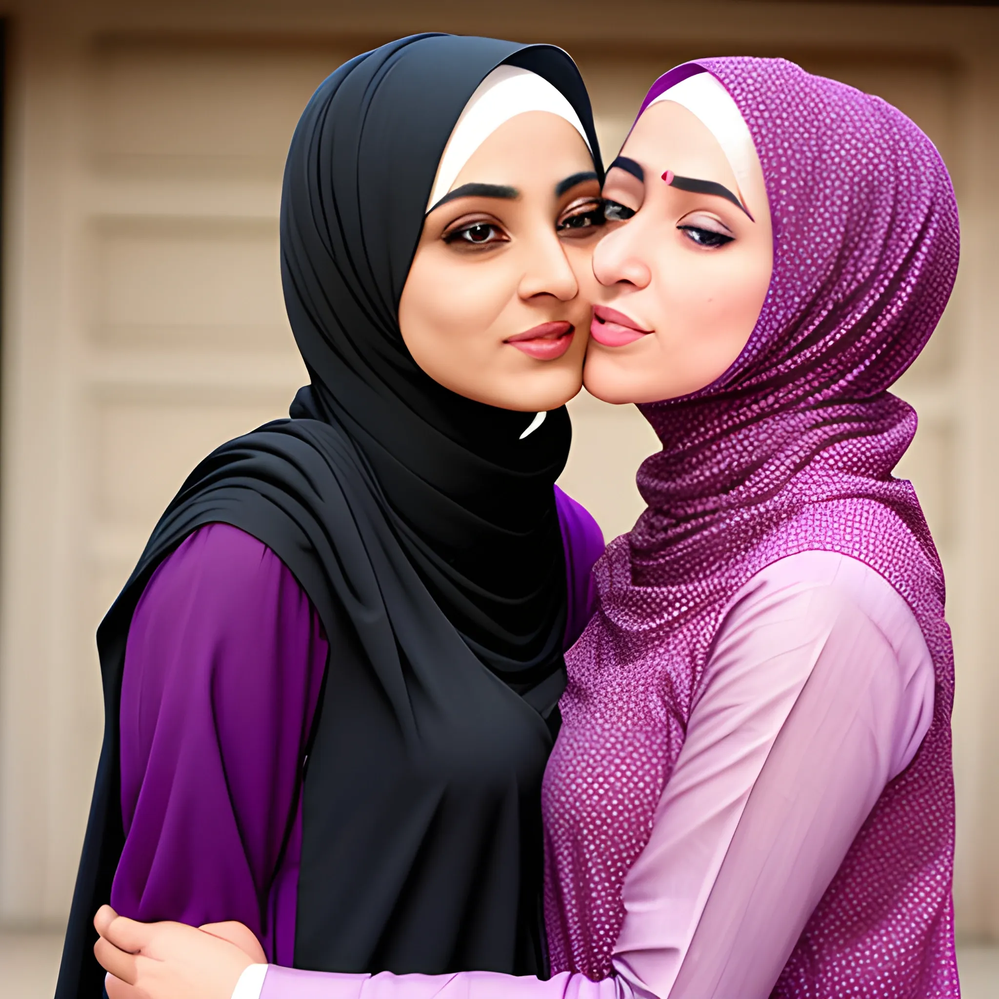 Hijab With Inner Cap Lesbian Wearing Salwar Kameez Kissing Arthub Ai