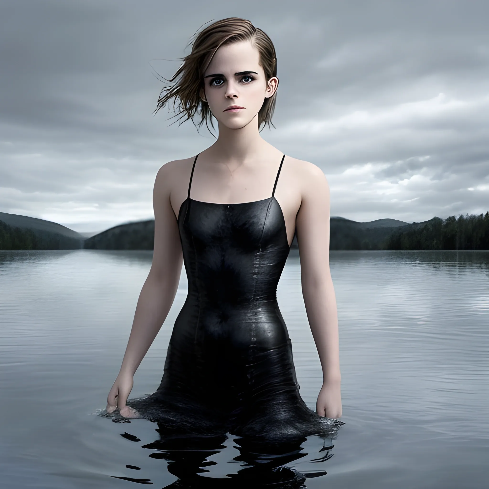 Emma Watson In A Lake Face Ultra Detailed With Her Black And Arthub Ai