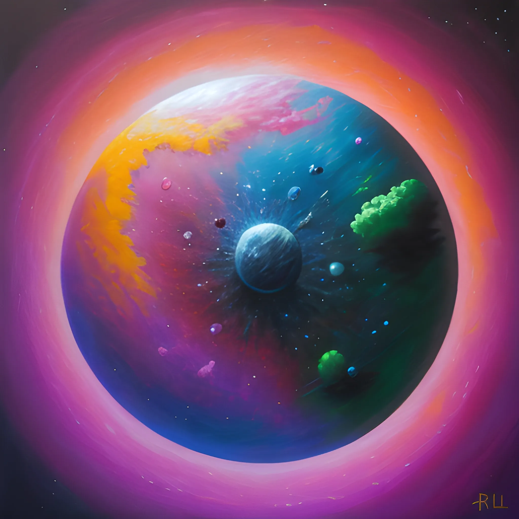 Ethereal Planet Oil Painting 3D Trippy Arthub Ai