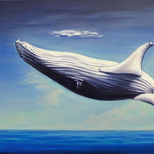 whale flying in the sky, Oil Painting