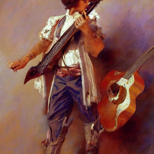 stunning rabbit bard adventurer carrying a guitar, highly detailed painting by gaston bussiere, craig mullins, j. c. leyendecker