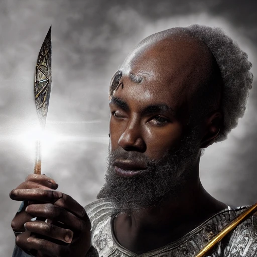 stunning black male bald wizard casting a spell, beautiful, concept art, sharp focus, highly detailed, intricate, still, photograph, fantasy, medieval, midday, day, sunny, shimmering, realistic, 8k, award winning, trending on artstation, Dungeons and dragons, tabletop, in the style of Wizards of the coast