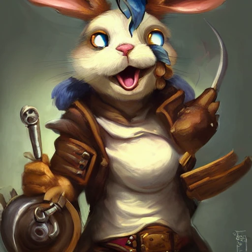 goofy little anthropomorphic rabbit bard adventurer, pretty, beautiful, dnd character art portrait, stupid grin, matte fantasy painting, deviantart artstation, by jason felix by steve argyle by tyler jacobson by peter mohrbacher, cinema