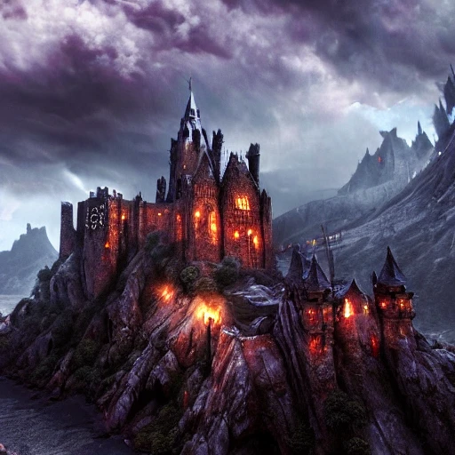 evil demonic castle mountains stormy Game of Thrones volumet