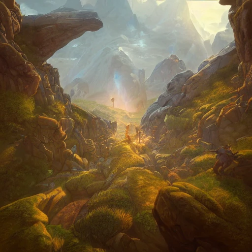 overhead RPG battlemap of a rocky plain, dramatic lighting by alan lee by peter mohrbacher, trending on artstation, sharp focus, vfx key shot