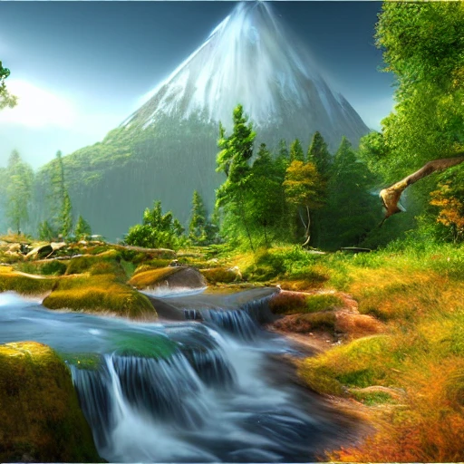 A realistic beautiful natural landscape, 4k resolution, hyper detailed