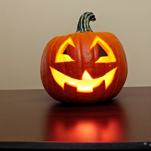 halloween pumpkin, wearing hearing aids, on a desk in an audiolo ...