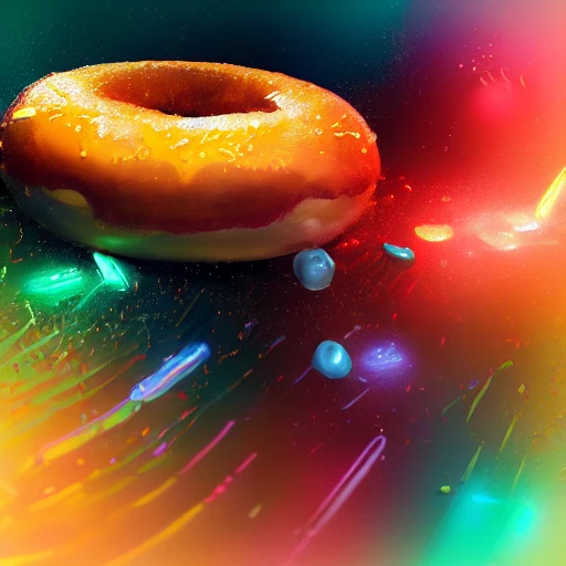 digital painting of a donut, doughnut, colorful, neon, fantasy, dramatic lighting, digital painting, holding energy, hyper detailed, highly detailed, wlop, ruan jia, soft, bokeh, trending on artstation, 3D