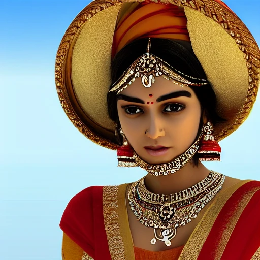 beautiful indian woman looking at camera, ultra realistic, 3D