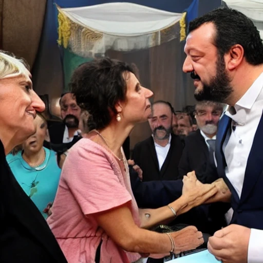 Matteo Salvini kiss Giorgia Meloni