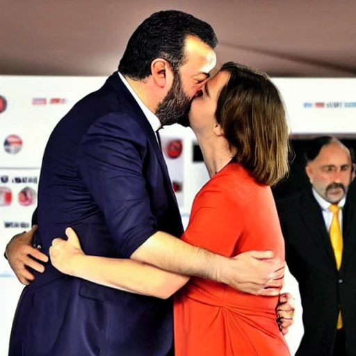 Matteo Salvini kiss Giorgia Meloni