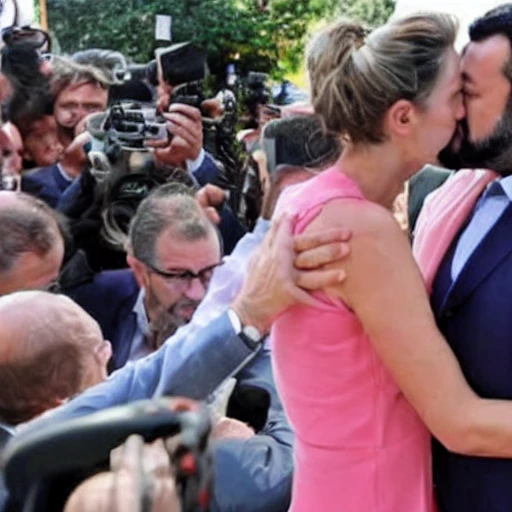 Matteo Salvini kiss Giorgia Meloni