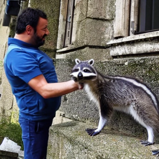 Matteo Salvini kiss a raccoon