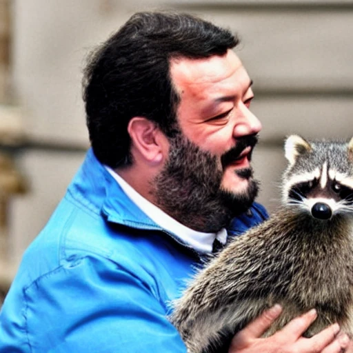 Matteo Salvini kiss a raccoon