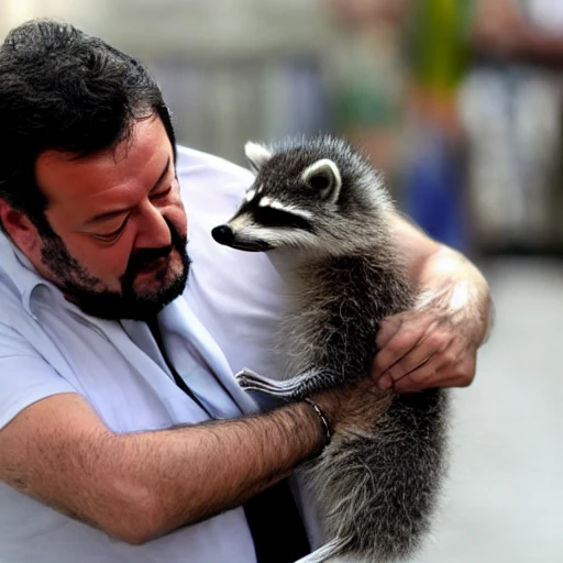 Matteo Salvini kiss a raccoon