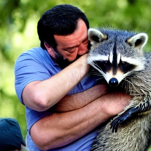 Matteo Salvini kiss a raccoon