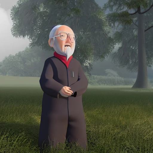 unreal engine ghibli style portrait of an old man 