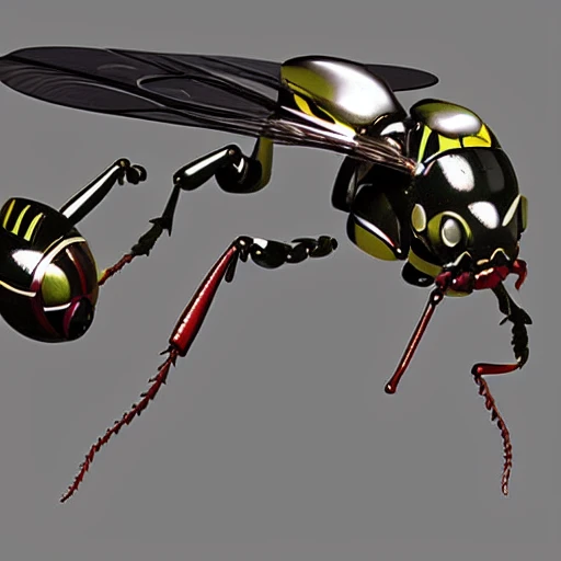 wasp robot, wasp of the future, The futuristic wasp, astronaut wasp, 3D, Trippy, 