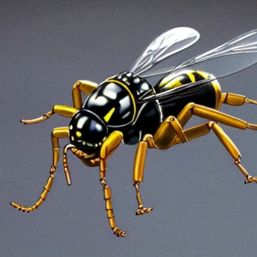 wasp robot, wasp of the future, The futuristic wasp, astronaut wasp, Trippy, 