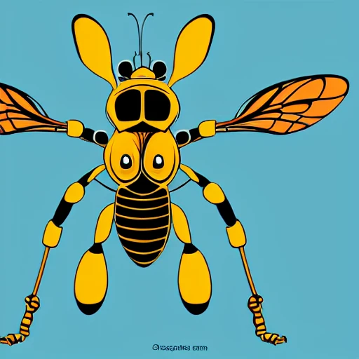 wasp robot, wasp of the future, The futuristic wasp, astronaut wasp, Trippy, , Cartoon