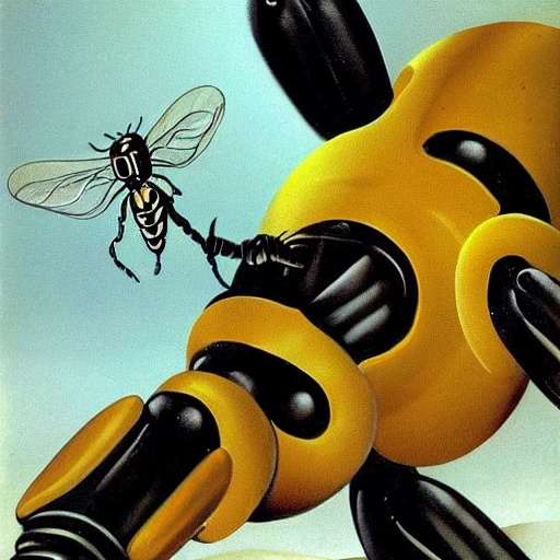 wasp robot, wasp of the future, The futuristic wasp, astronaut wasp, Dali