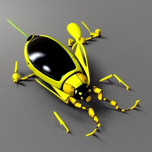 wasp robot, astronaut wasp, black and yellow, futuristic, 3D, in the space, fear, ghost
