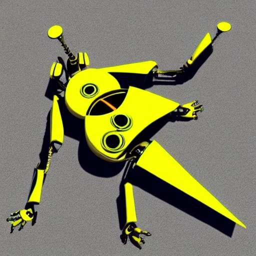 avispa robot, insecto amarillo y negro, 3D, Trippy