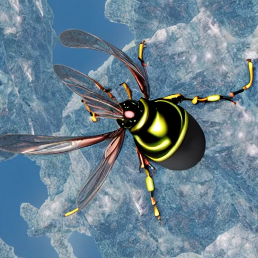 The futuristic wasp has arrived on our planet Earth, 3D