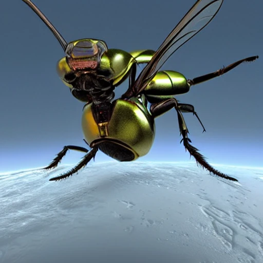 The futuristic wasp has arrived on our planet Earth, 3D, Trippy