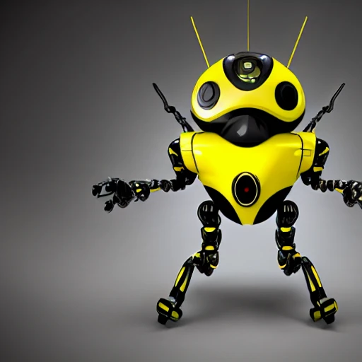 robot wasp, futurist, yellow and black