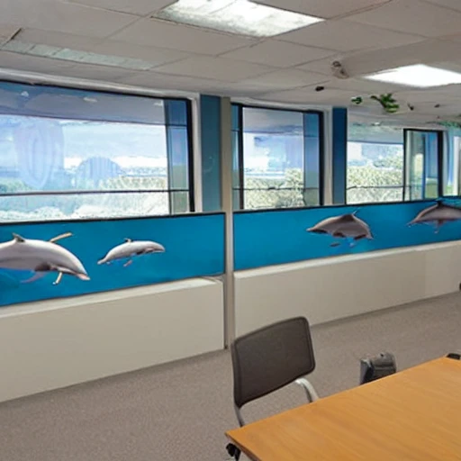 an office with dolphins
