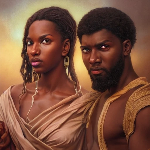 Hyper realistic photo of [[three gods of lighting]]  brown skin, man, highly detailed, digital painting, artstation, 8k, concept art, smooth, sharp focus, illustration, cinematic lighting, high octane render, detailed environment, [extremity detailed face] [perfect human face]  art by artgerm and greg rutkowski and alphonse mucha, Trippy, greek, high key lighting,  highly detailed, fine detail, intricate, award - winning, fantasy, 3D