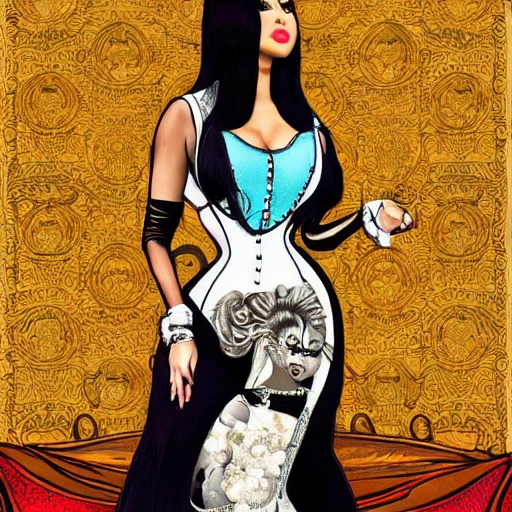 full body portrait of Nicki Minaj in victorian painting style, Cartoon, Trippy