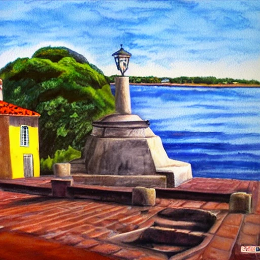 El FARO, Colonia del Sacramento, URUGUAY, Oil Painting, Water Color, Oil Painting, Cartoon