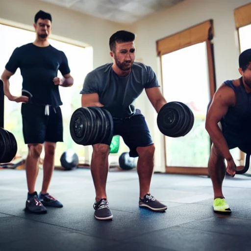 photo of unfit men working out