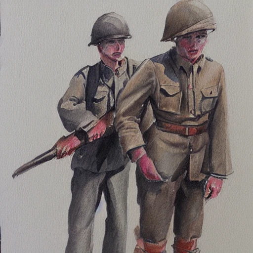 Men in The War, Oil Painting, Water Color, Pencil Sketch