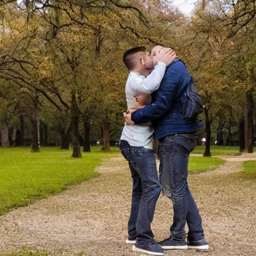 man kiss to man IN THE PARK