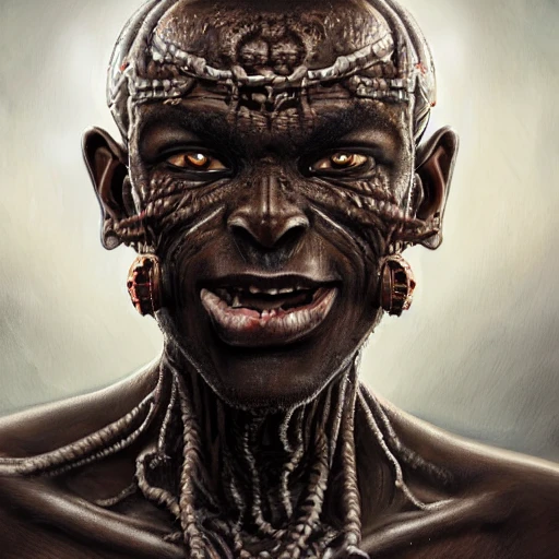 very detailed Hyper realistic photo of [humanoid god of distruction] brown skin, evil, highly detailed, digital painting, artstation, 8k, concept art, smooth, sharp focus, illustration, cinematic lighting, high octane render, detailed environment, [extremely detailed face], [perfect human face], art by artgerm, Trippy, greek, high key lighting,  highly detailed, fine detail, intricate, award - winning, fantasy, 3D, [no watermarks]