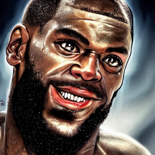 very detailed Hyper realistic photo of [labron james as cyborg ], highly detailed, digital painting, artstation, 8k, concept art, smooth, sharp focus, illustration, cinematic lighting, high octane render, detailed environment, [extremly detailed face], [perfect human face], art by artgem , high key lighting, highly detailed, fine detail, intricate, award - winning, fantasy, 3D, 