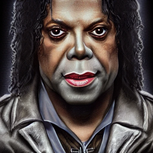 very detailed Hyper realistic full body photo of [michale Jackson as prince of darkness], highly detailed, digital painting, artstation, 8k, concept art, smooth, sharp focus, illustration, cinematic lighting, high octane render, detailed environment, [extremly detailed face], [perfect human face], high key lighting, highly detailed, fine detail, intricate, award - winning, fantasy, 3D, , Trippy