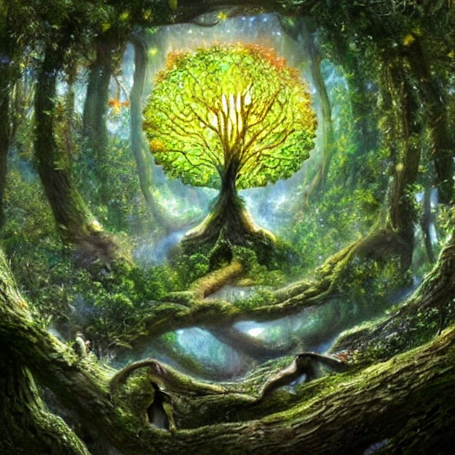 very detailed Hyper realistic 3d photo, of [tree of life] with f ...