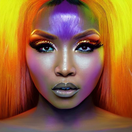 very detailed Hyper realistic 3d photo, of [nicki Minaj as goddess], with angel wings highly detailed, digital painting, art by Mario Nevado, trippy, 8 k, smooth, [sharp focus], fluorescent skin, unreal engine 5 rendered, illustration, cinematic lighting, [high octane render], detailed environment], [extremely detailed face], [perfect human face], high key lighting,  highly detailed, fine detail, intricate, award - winning, fantasy, 3D, [no watermarks], Use Face Correction:10, Use Upscaling: RealESRGAN_x4plus, 