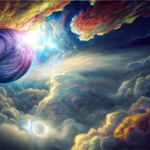 very detailed Hyper realistic 3d landscape photo, of [storm as celestial deitie,] overlooking multiverse highly detailed, digital painting, art by Mario Nevado, trippy, 8 k, smooth, [sharp focus], fluorescent skin, unreal engine 5 rendered, illustration, cinematic lighting, [high octane render], detailed environment], [extremely detailed face], [perfect human face], high key lighting,  highly detailed, fine detail, intricate, award - winning, fantasy, 3D, [no watermarks], Use Face Correction:10, Use Upscaling: RealESRGAN_x4plus, 