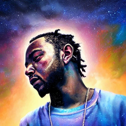 very detailed Hyper realistic 3d photo, of [kendrick Lamar as celestial deitie,] overlooking earth highly detailed, digital painting, art by Mario Nevado, trippy, 8 k, smooth, [sharp focus], fluorescent skin, unreal engine 5 rendered, illustration, cinematic lighting, [high octane render], detailed environment], [extremely detailed face], [perfect human face], high key lighting,  highly detailed, fine detail, intricate, award - winning, fantasy, 3D, [no watermarks], Use Face Correction:10, Use Upscaling: RealESRGAN_x4plus, 